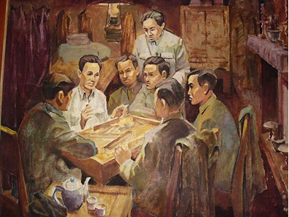 Hội nghị thành lập Đảng Cộng sản Việt Nam ở Hồng Kông do Nguyễn Ái Quốc chủ trì mùa Xuân năm 1930 (tranh của họa sĩ Phan Kế An)